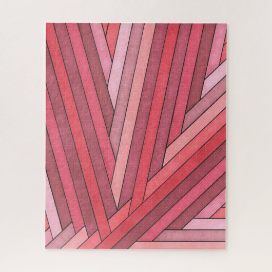 Met de hand geschilderd rood geometrisch streepdes legpuzzel (Verticaal)