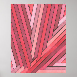 Met de hand geschilderd rood geometrisch streepdes poster