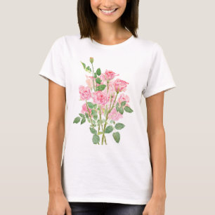 met de hand geschilderd roze rozenboeket t-shirt