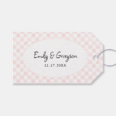 Met de Hand Geschilderd Roze Schaakbord Patroon Br Cadeaulabel (Voorkant (Horizontaal))
