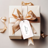 Met de Hand Geschilderd Roze Schaakbord Patroon Br Cadeaulabel