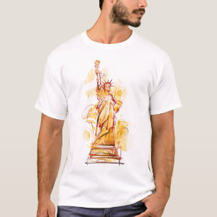 Met de hand geschilderd Vrijheidsbeeld T-shirt