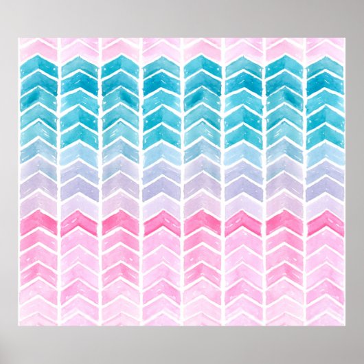 Met de hand geschilderd waterverf, geometrisch bla poster (Voorkant)