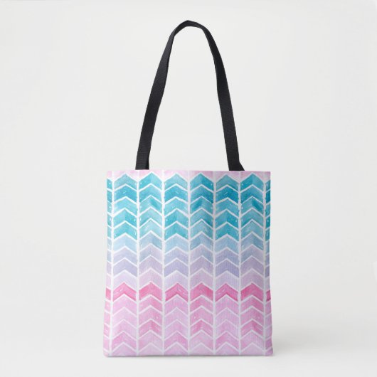 Met de hand geschilderd waterverf, geometrisch bla tote bag (Voorkant)