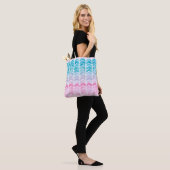 Met de hand geschilderd waterverf, geometrisch bla tote bag (Op model)