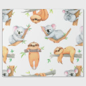 Met de hand geschilderd waterverf tropisch schatti cadeaupapier (Vlak)