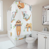 Met de hand geschilderd waterverf tropisch schatti douchegordijn (In situ)