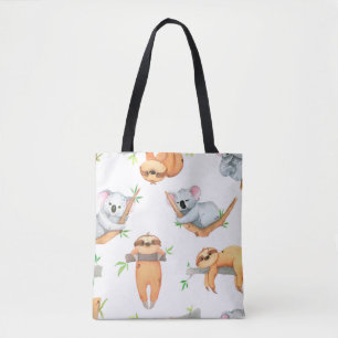 Met de hand geschilderd waterverf tropisch schatti tote bag