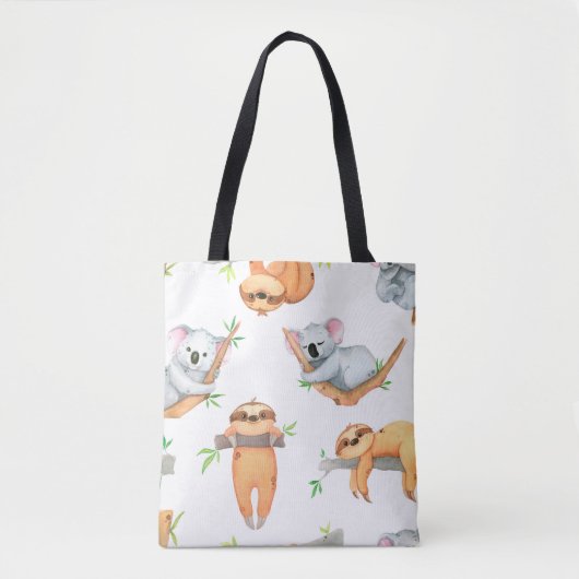 Met de hand geschilderd waterverf tropisch schatti tote bag (Voorkant)