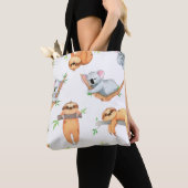 Met de hand geschilderd waterverf tropisch schatti tote bag (Dichtbij)