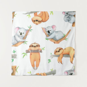 Met de hand geschilderd waterverf tropisch schatti wandkleed