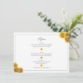 Met de hand geschilderd zonnebloemmenu menu (Staand voorkant)
