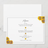 Met de hand geschilderd zonnebloemmenu menu (Voorkant / Achterkant)