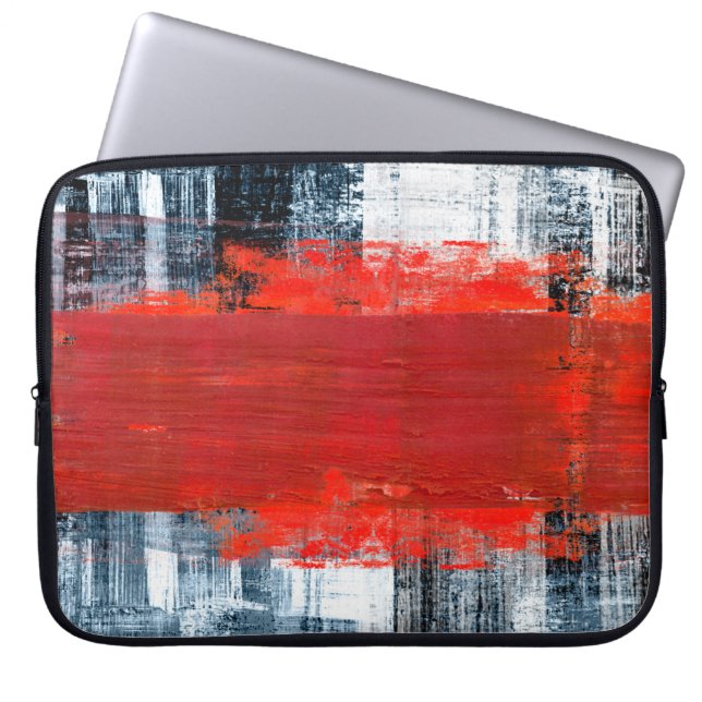 met de hand geschilderde abstracte achtergrondkuns laptop sleeve (Voorkant)