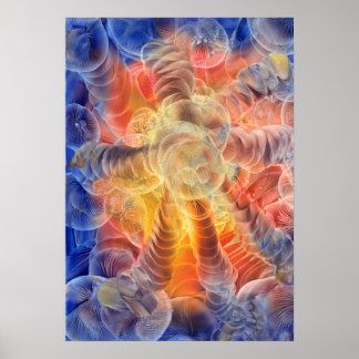 Met de hand geschilderde abstracte energie stralen poster