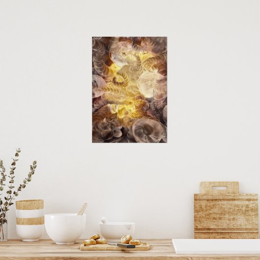 Met de hand geschilderde abstracte gloed in aardet poster (Keuken)