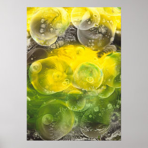Met de hand geschilderde abstracte kunst geel en g poster