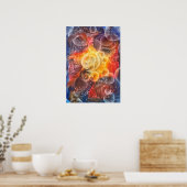 Met de hand geschilderde abstracte kunst - kosmisc poster (Keuken)