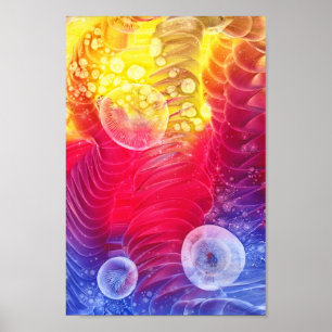 Met de hand geschilderde abstracte kunst met zonne poster