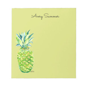Met de hand geschilderde ananas groene kruideniers notitieblok