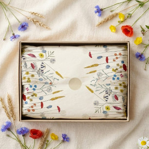 Met de hand geschilderde aquarel wilde bloemenweid tissuepapier