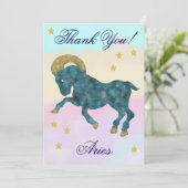 Met de hand geschilderde Aries-verjaardag bedankt (Staand voorkant)
