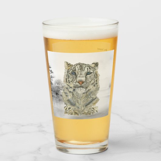 Met de hand geschilderde bedreigde sneeuwluipaard glas (Voorkant gevuld)