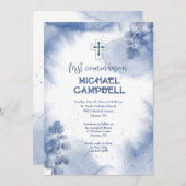 Met de hand geschilderde blauwe eucalyptus uitnodi kaart (Voorkant / Achterkant)