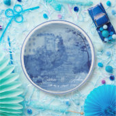 Met de hand geschilderde blauwe wilgenhouten gembe papieren bordje (Feest)