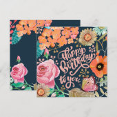 Met de hand geschilderde bloem verjaardagskaart (Voorkant / Achterkant)