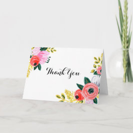 Met de hand geschilderde Bloemen dankt u kaardt Bedankkaart