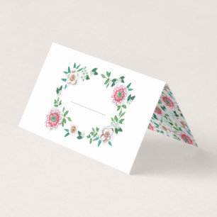 Met de hand geschilderde bloemen Naam gast Plaatsk Visitekaartje
