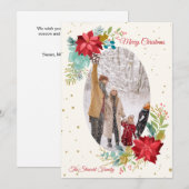 Met de hand geschilderde bloemenfoto vakantiekaart feestdagenkaart (Voorkant / Achterkant)