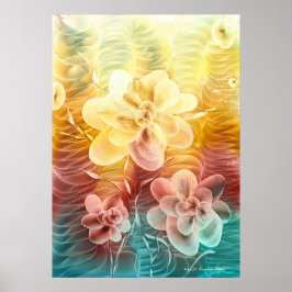 Met de hand geschilderde bloemrijke fantasie kunst poster