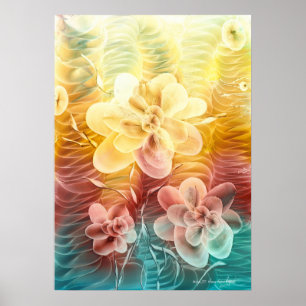 Met de hand geschilderde bloemrijke fantasie kunst poster