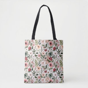 Met de hand geschilderde bloesems in moderne water tote bag