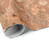 Met de hand geschilderde Boho terracotta wilde blo Cadeaupapier (Rol Hoek)