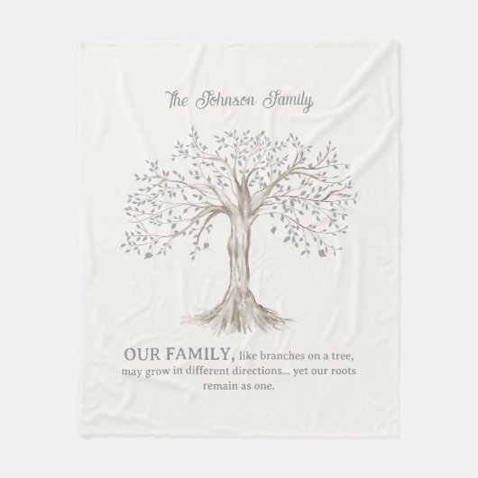 Met de hand geschilderde boom Aangepaste gezegde v Fleece Deken (Voorkant)