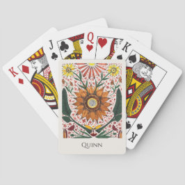 Met de hand geschilderde botanische symmetrie met pokerkaarten