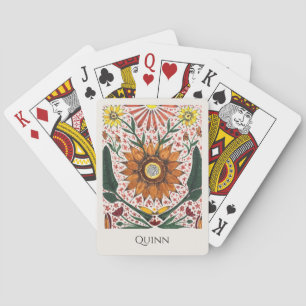 Met de hand geschilderde botanische symmetrie met pokerkaarten