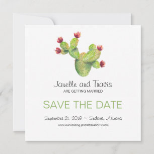 Met de hand geschilderde Cactus Trouw Save the Dat Date