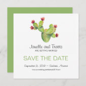 Met de hand geschilderde Cactus Trouw Save the Dat Save The Date (Voorkant / Achterkant)