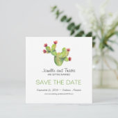 Met de hand geschilderde Cactus Trouw Save the Dat Save The Date (Staand voorkant)