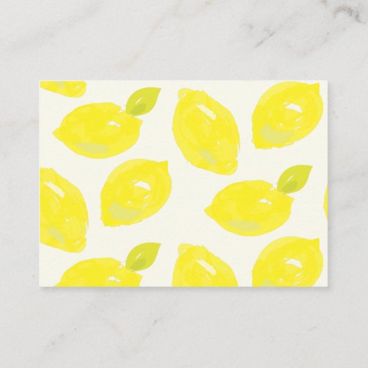 Met de hand geschilderde citroen & roze ruitjes de informatiekaartje (Achterkant)
