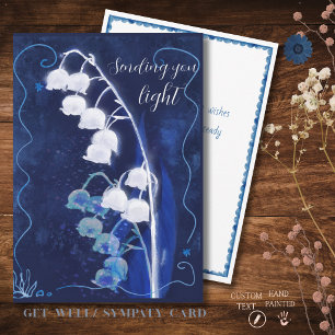 Met de hand geschilderde Cyanotype Lelietje-van-da Feestdagenkaart
