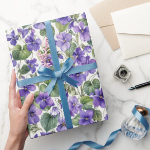 Met de hand geschilderde delicate violette botanic cadeaupapier