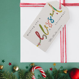 Met de hand geschilderde gezegende kerstcadeau Tag Cadeaulabel