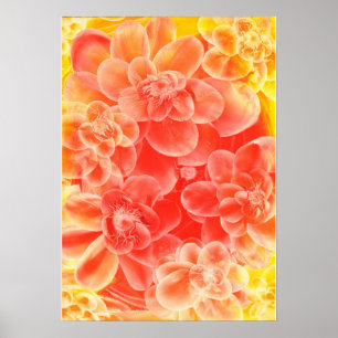 Met de hand geschilderde Gouache Bloemen in warme  Poster