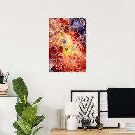 Met de hand geschilderde Gouache Bloemige Abstract Poster