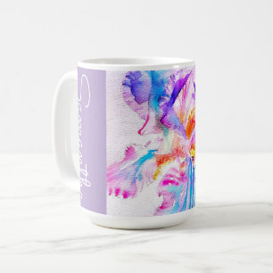 Met de hand geschilderde Iris Irissen Bloem Bloeme Koffiemok